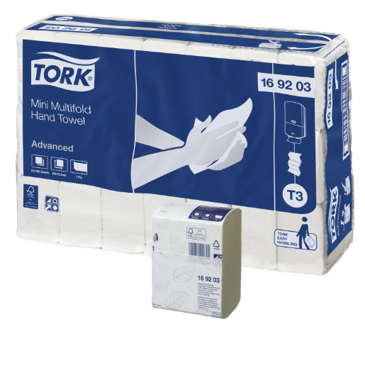 P/T (Tork) ADV T3 Mini Multifold 1ply 185's 169203 42/ctn