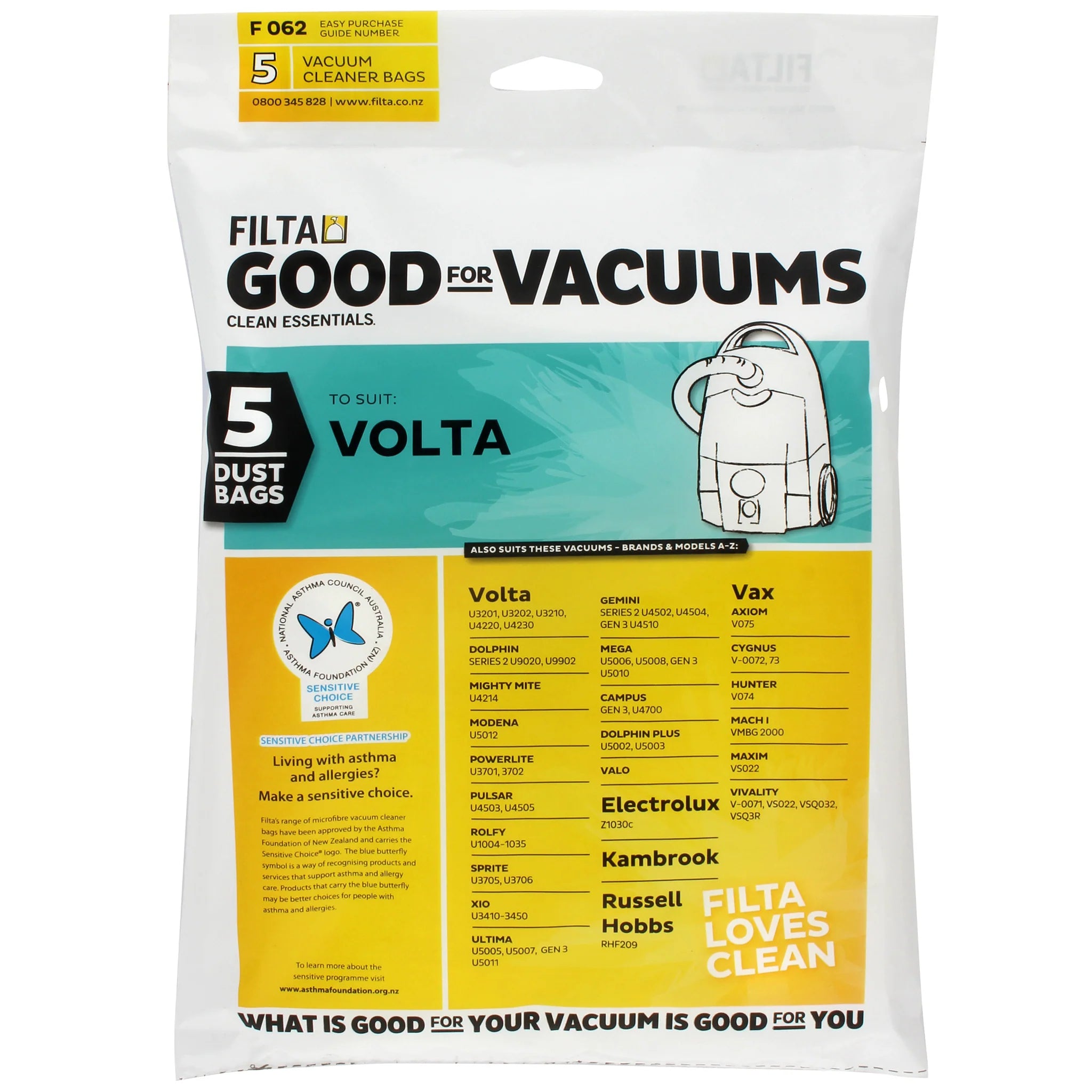 Vac Bags for VOLTA 5/pkt  F062