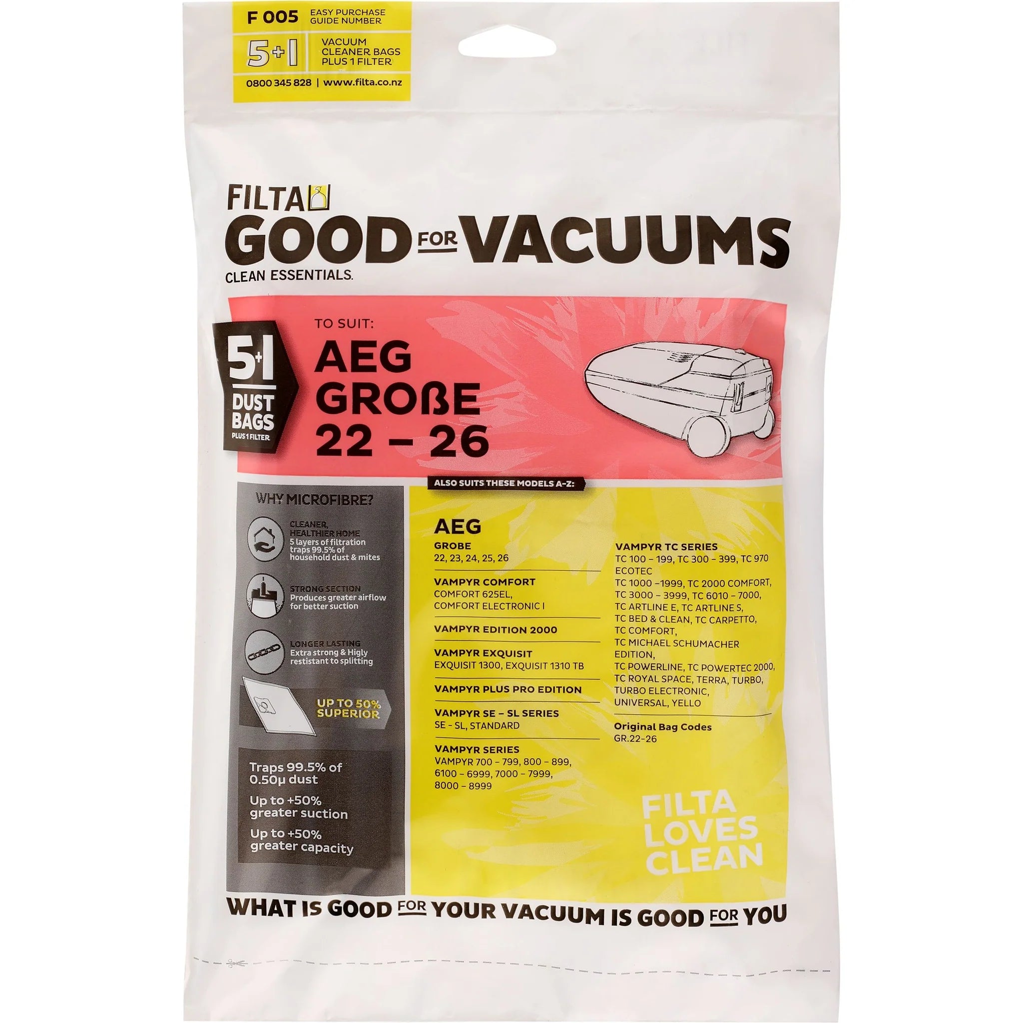 Vac Bags for AEG GROBE24 F005 x 5
