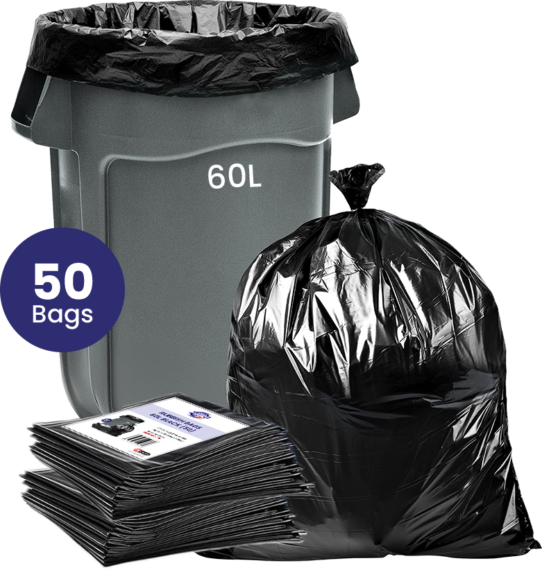 Rub Bags 60L BLACK SRUBH060FB Flat 630x950mm x 250