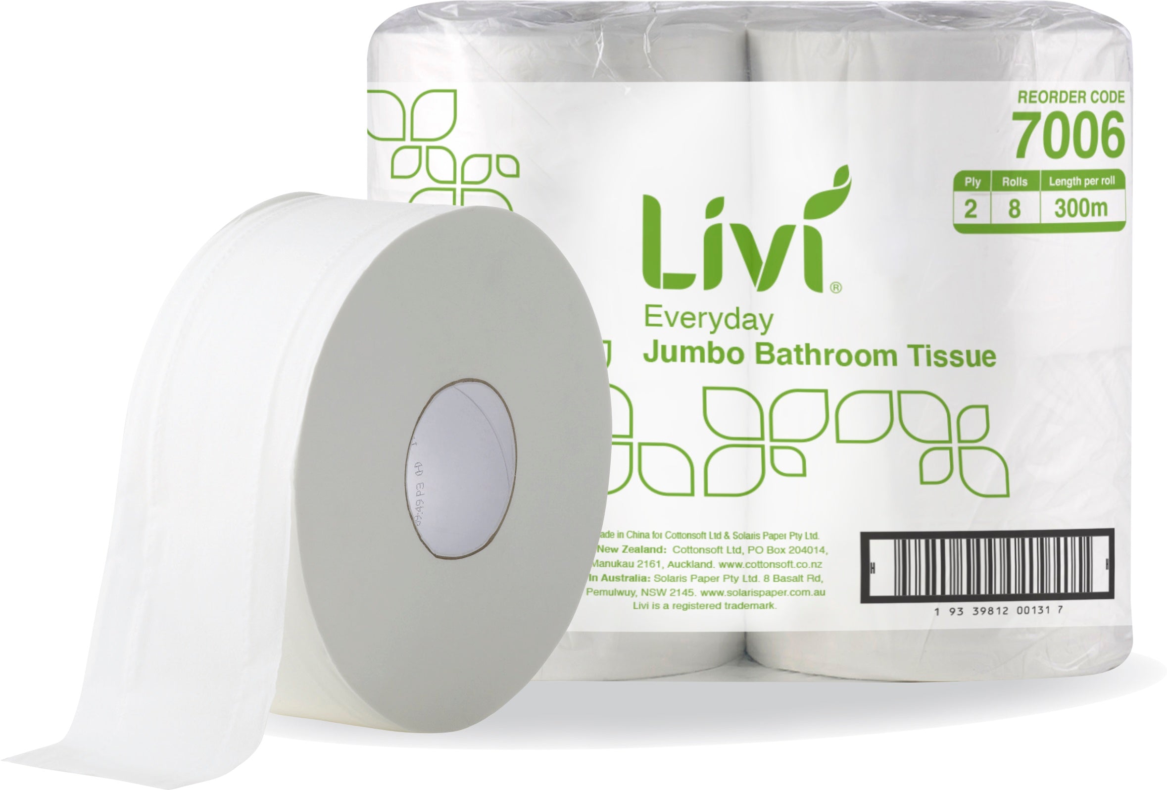 T/P (Cott) 7006 300mtr JUMBO 2ply LIVI Basics x 8