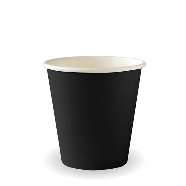 Cup 6oz BLACK 80mm Single Wall Coffee x 50