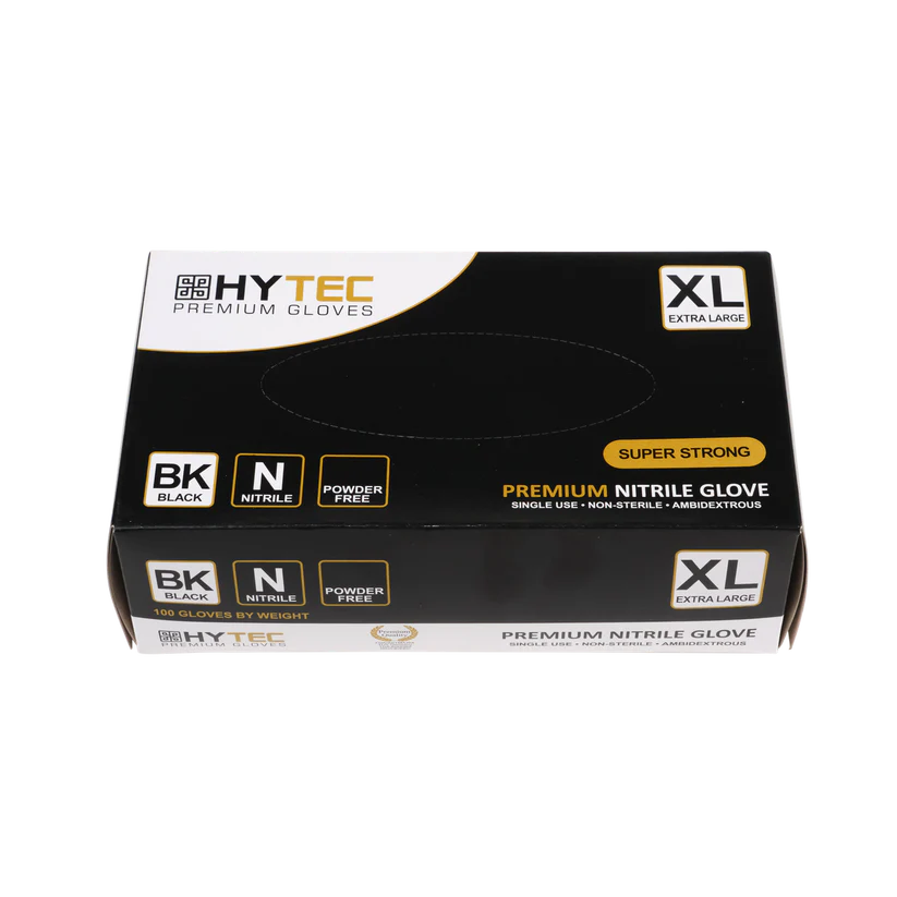 Gloves Hytec NITRILE BLACK XL P/F 10pkt/ctn