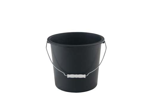 9L Black Plastic Bucket w Wire Handle