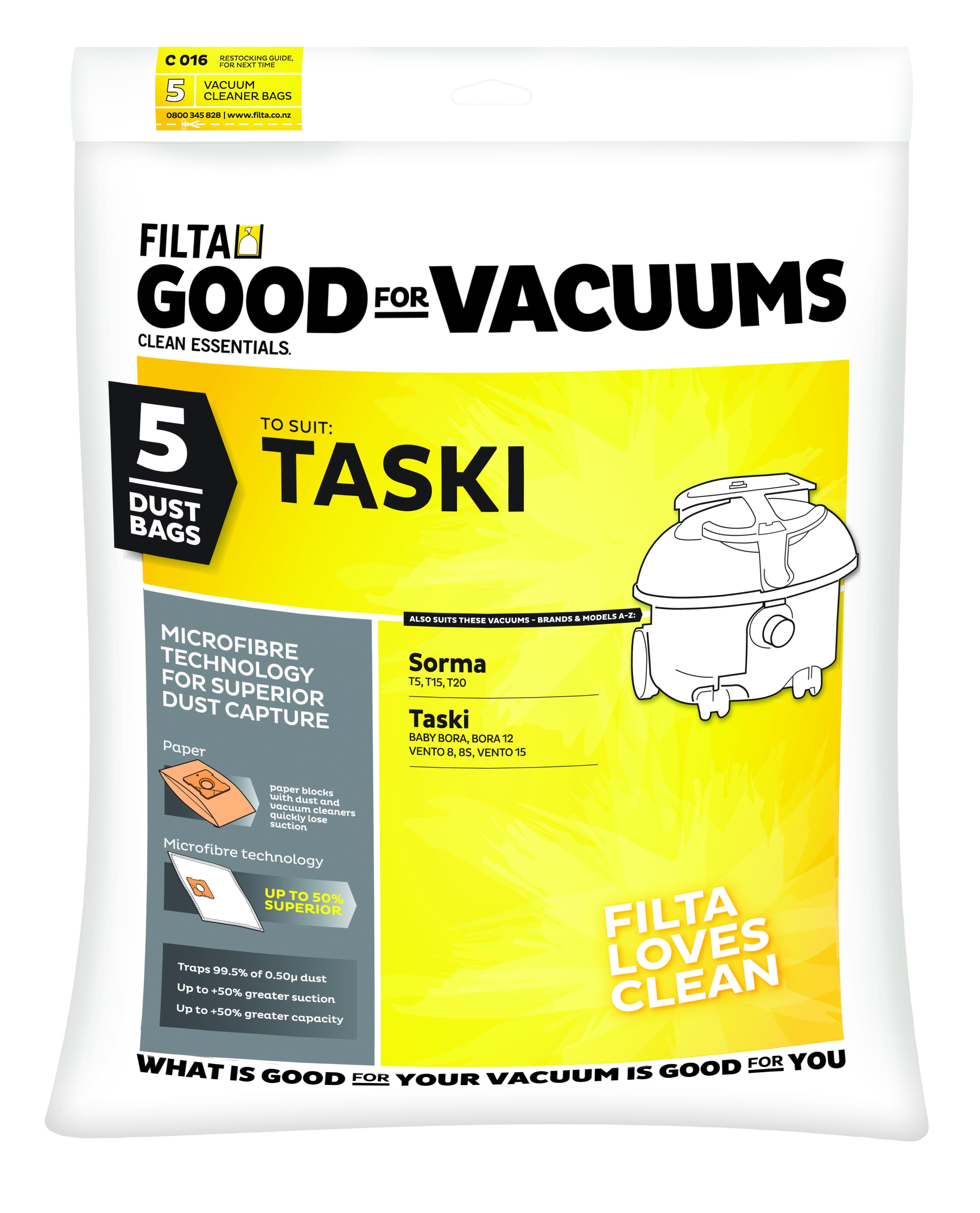Vac Bags for TASKI C016 20040 x 5