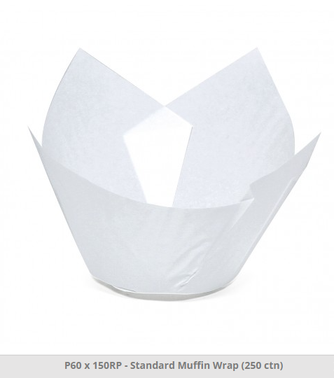Muffin Wraps STANDARD White P60x150RP x 250