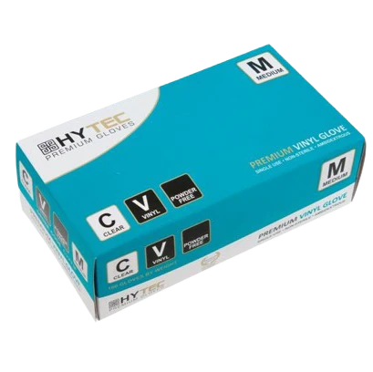 Gloves Hytec Clear VINYL Medium P/F 10pkt/ctn