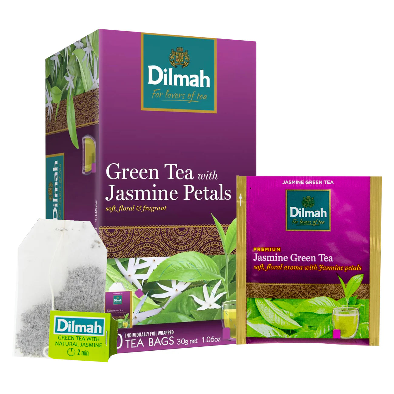 Tea Bags Dilmah Jasmine Green Foil Wrapped x 20