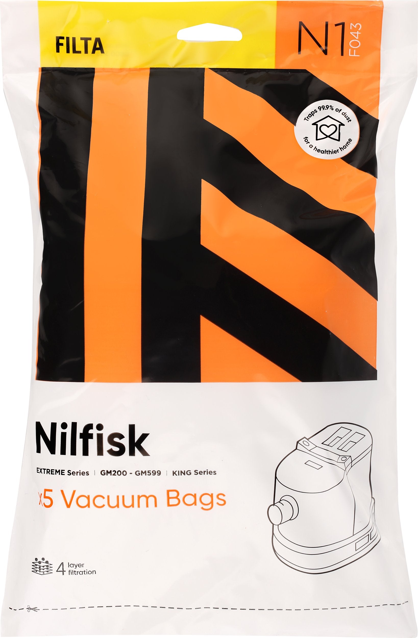 Vac Bags for Nilfisk F043 fits T8/1 T 9/1 T 10/1 BV5-1 x 5