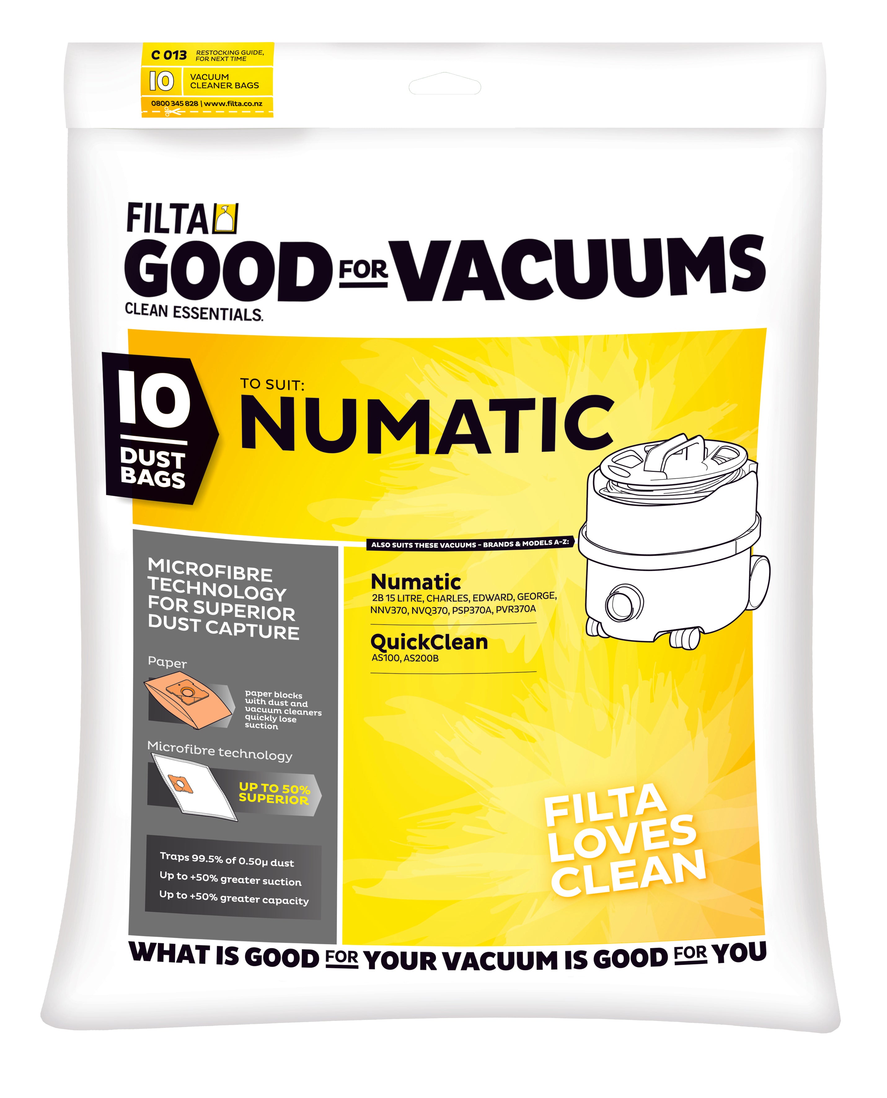 Vac Bags for NUMATIC George/Edward/Charles C013 x 5