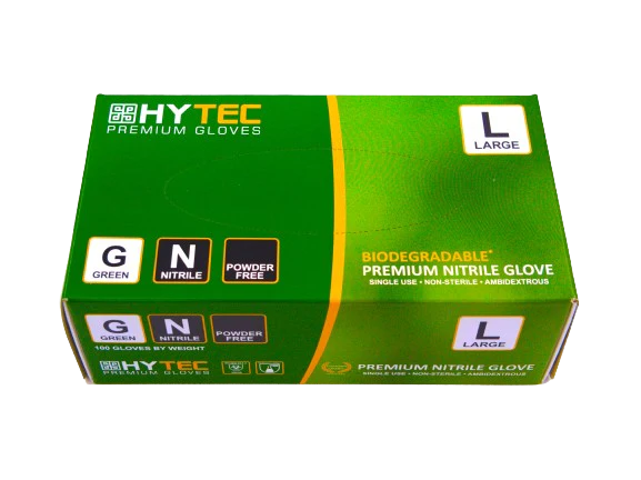 Gloves Hytec NITRILE GREEN Large P/F 10pkt/ctn
