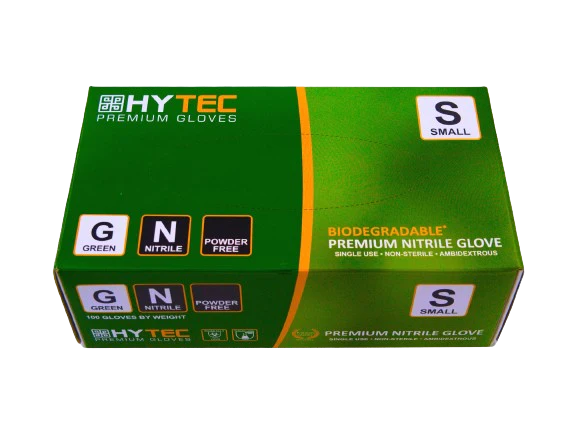 Gloves Hytec NITRILE GREEN Small P/F 10pkt/ctn