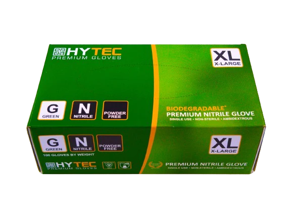 Gloves Hytec NITRILE GREEN XLarge P/F 10pkt/ctn