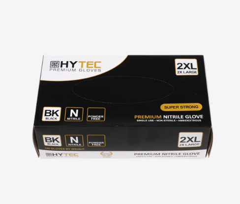 Gloves Hytec NITRILE BLACK 2XL P/F 10pkt/ctn