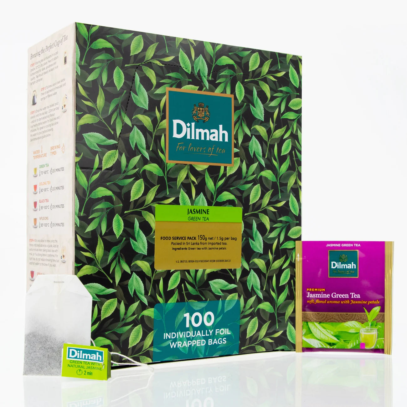 Tea Bags Dilmah Jasmine Green Foil Wrapped 80924012 x 100
