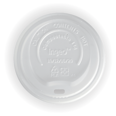 Lids COFFEE 90mm White PLA LARGE Lid BIOPAK x 1000