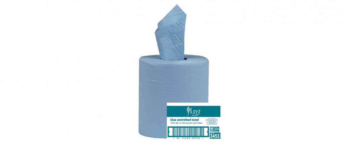 RO TOWEL (Cott) 99942 3453 2ply 180m Centrefeed Blue x 6