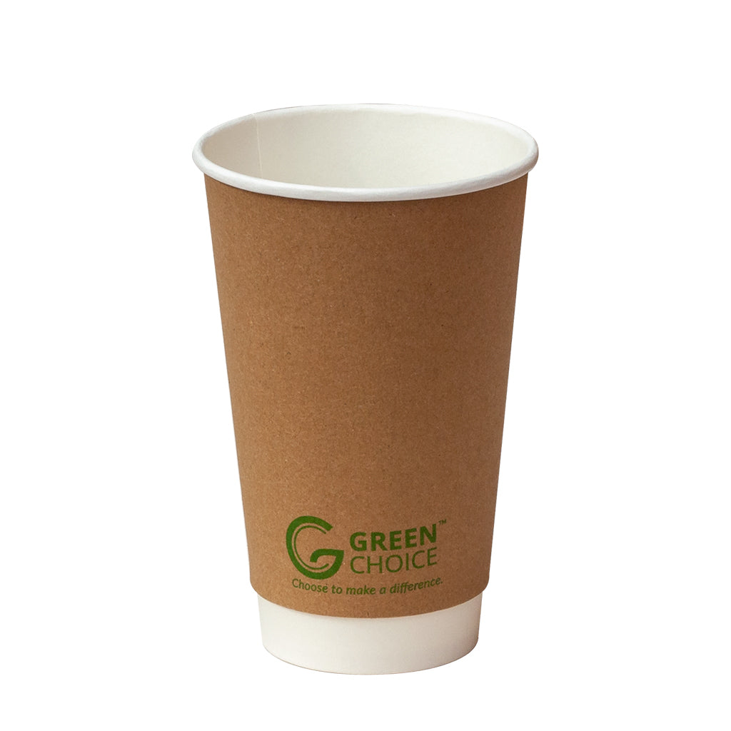 Cup Green Choice Kraft D/Wall 16oz 500/Ctn