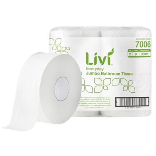 T/P (Cott) 7006 300mtr JUMBO 2ply LIVI Basics x 8