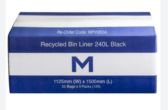 Rub Bags 240L BLACK MPH2634 1125x1500mm 40mu x 125/ctn