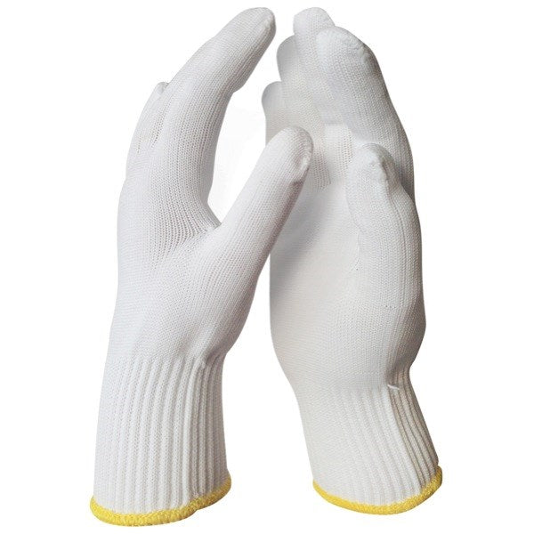Gloves POLY COTTON Medium Yellow Band