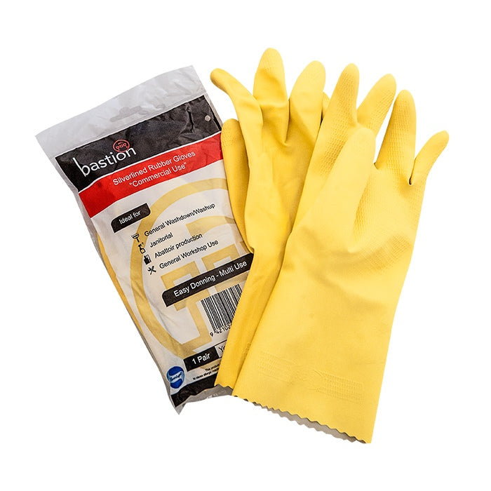 Gloves RUBBER YELLOW Silverlined Medium 100/707 x 144prs