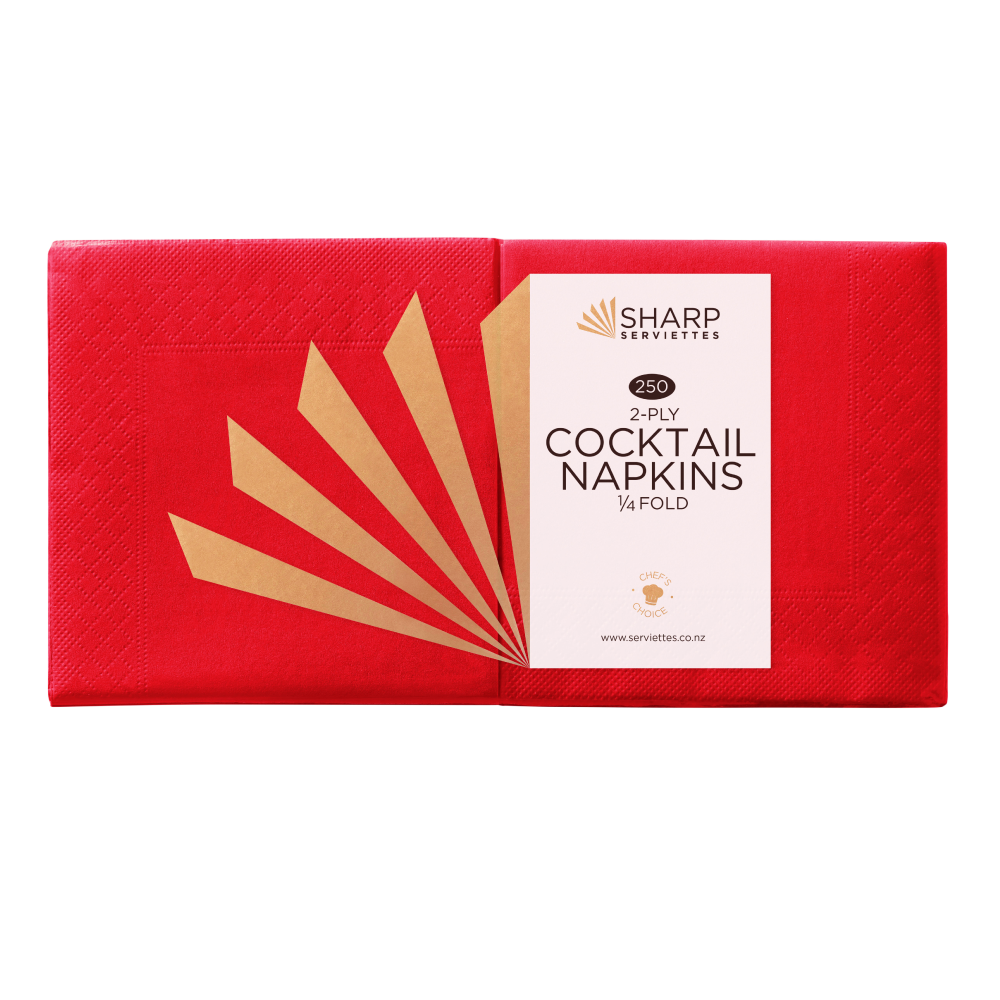 Serv. SHARP COCKTAIL Red 2ply 4fold x 3000