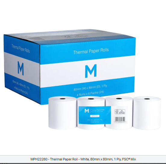 Eftpos THERMAL Rolls 80x80 MPH22280 x 24/ctn