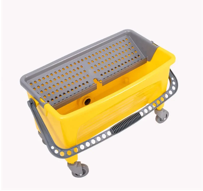 Bucket YELLOW Deluxe for Flat Mop w Drain