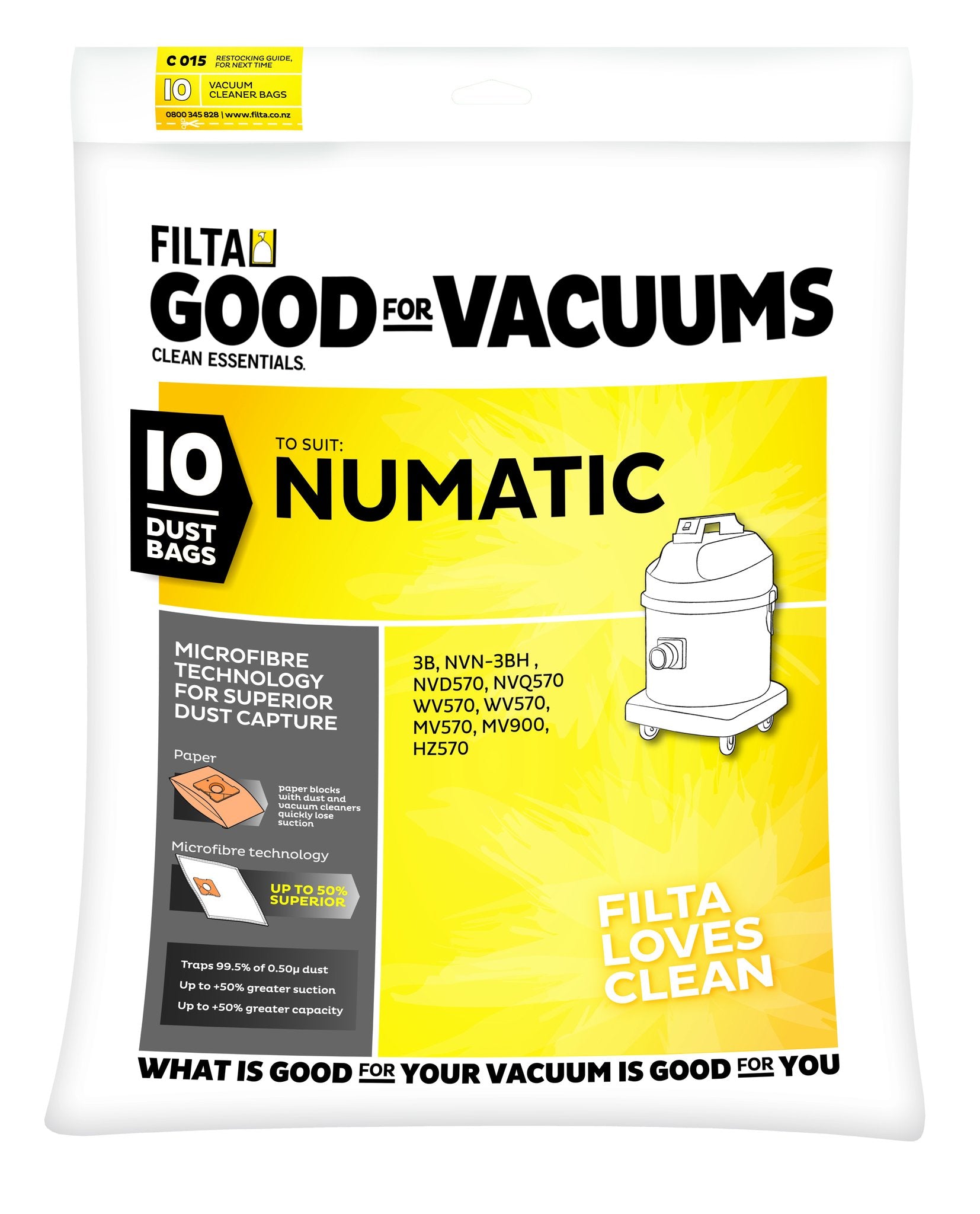 Vac Bags for NUMATIC C015 20093 x 10