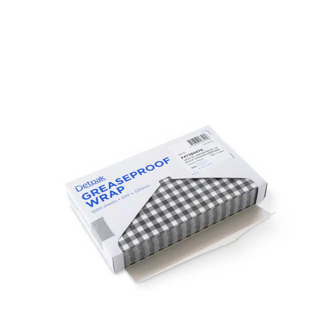 Black GINGHAM Checkered Greaseproof Sheets 200x330 x 1000