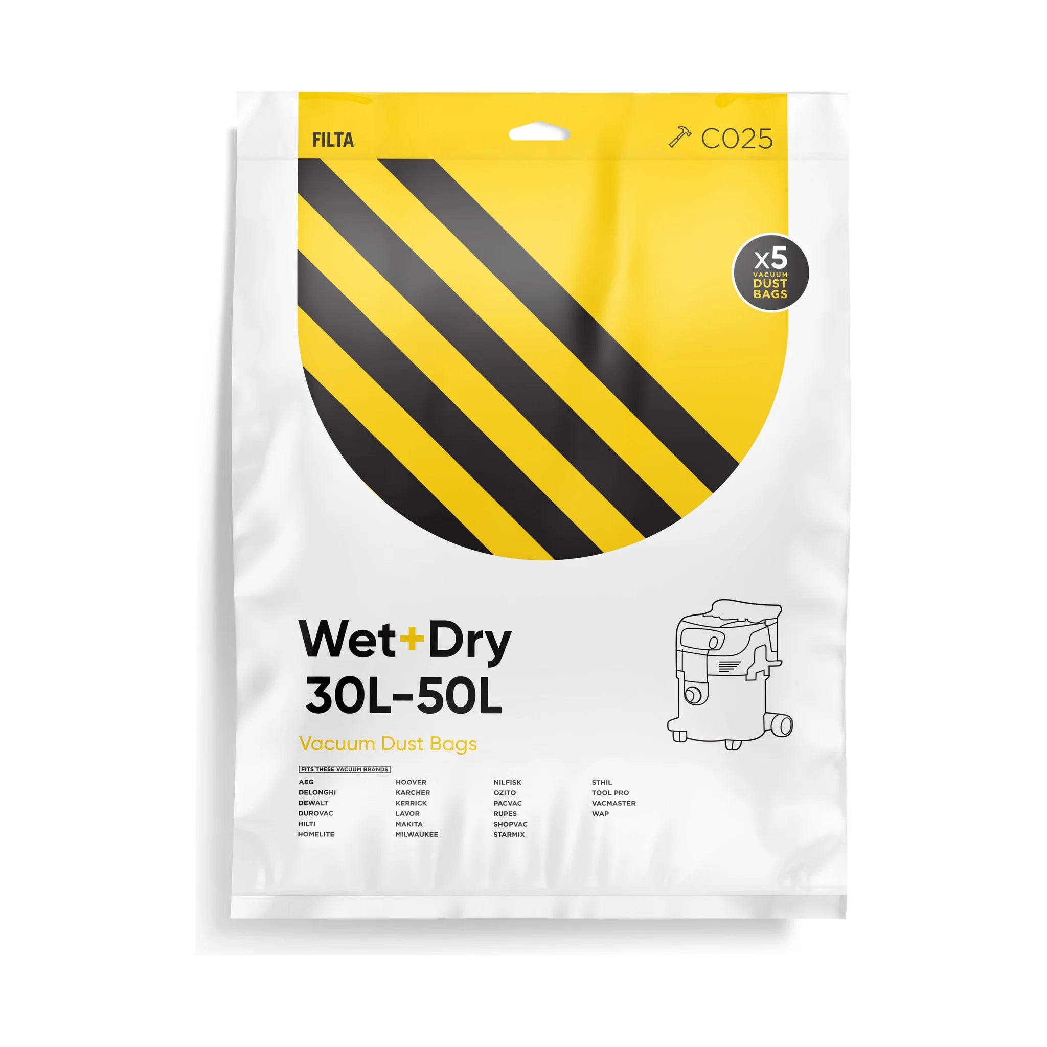 Vac Bags for WET & DRY 30L-50LT SMS C025 x 5