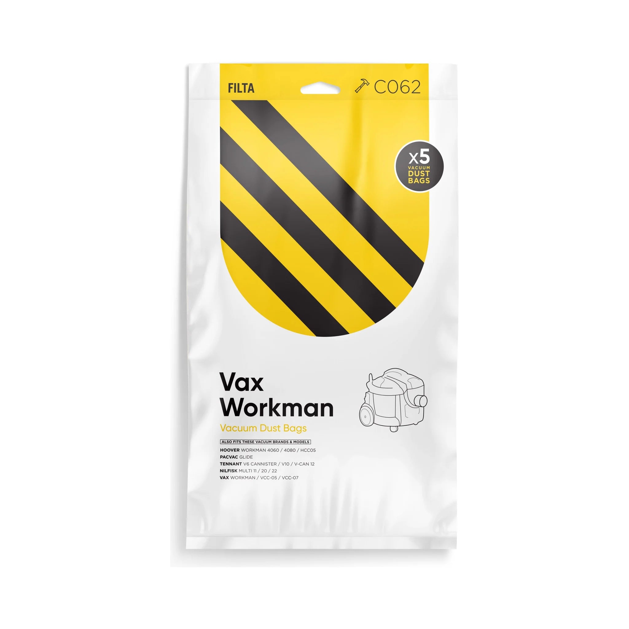 Vac Bags for VAX WORKMAN GLIDE C062 x 5/pkt