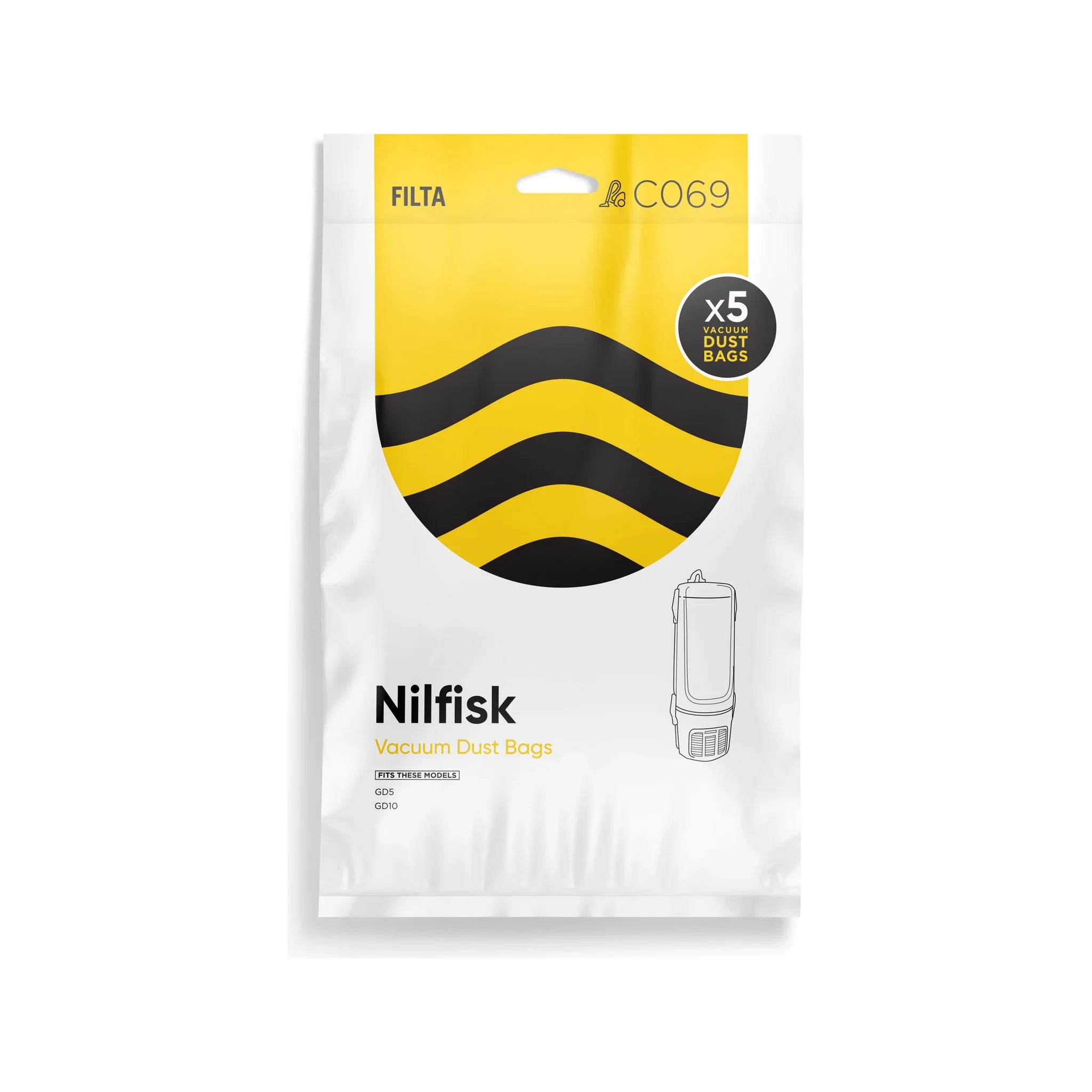 Vac Bags for GD5/GD10 Backpack Nilfisk C069 20029 x 5
