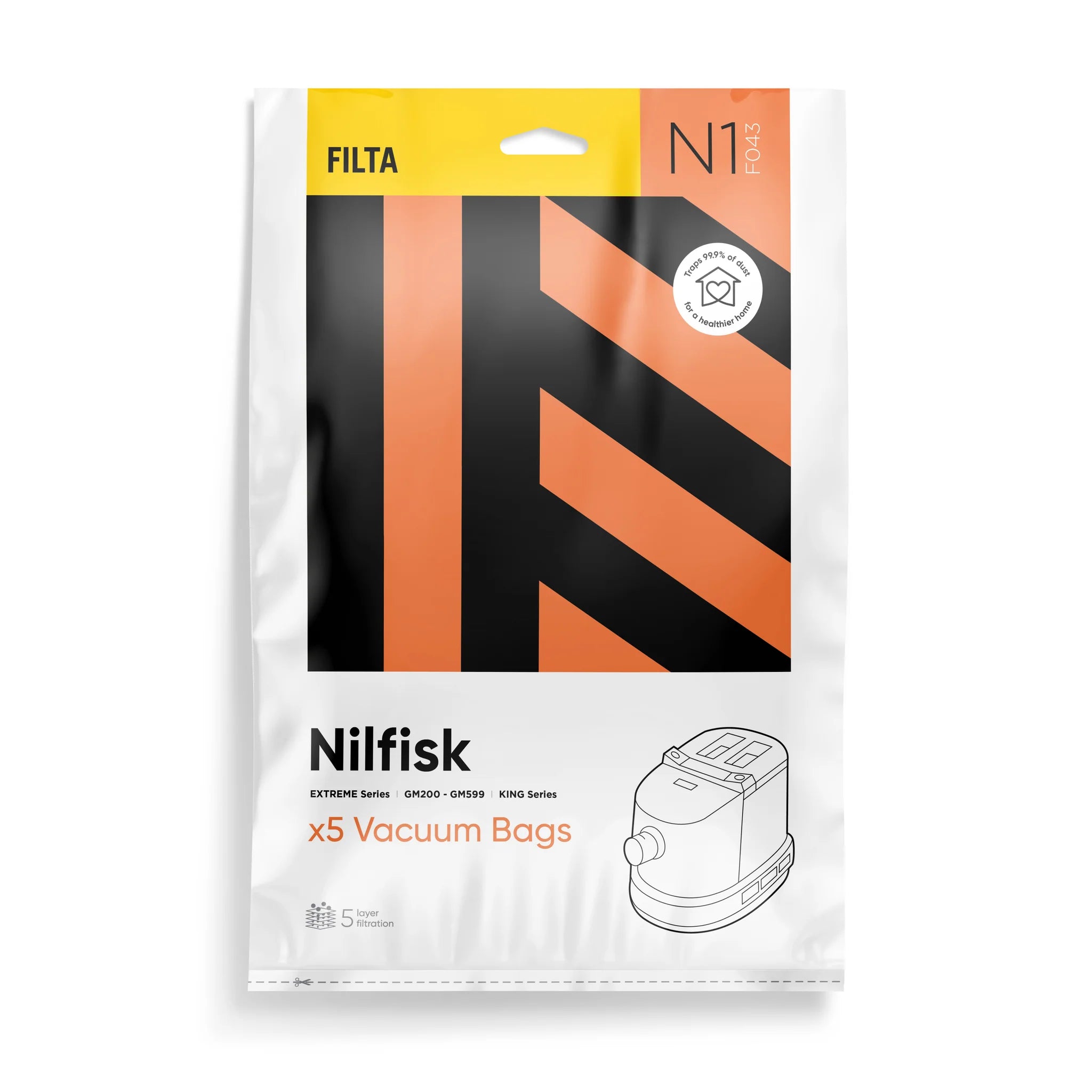 Vac Bags for Nilfisk F043 fits T8/1 T 9/1 T 10/1 BV5-1 x 5