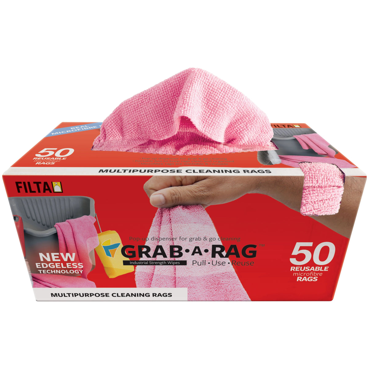 GRAB-A-RAG Microfibre Pink Red Rags 50/box