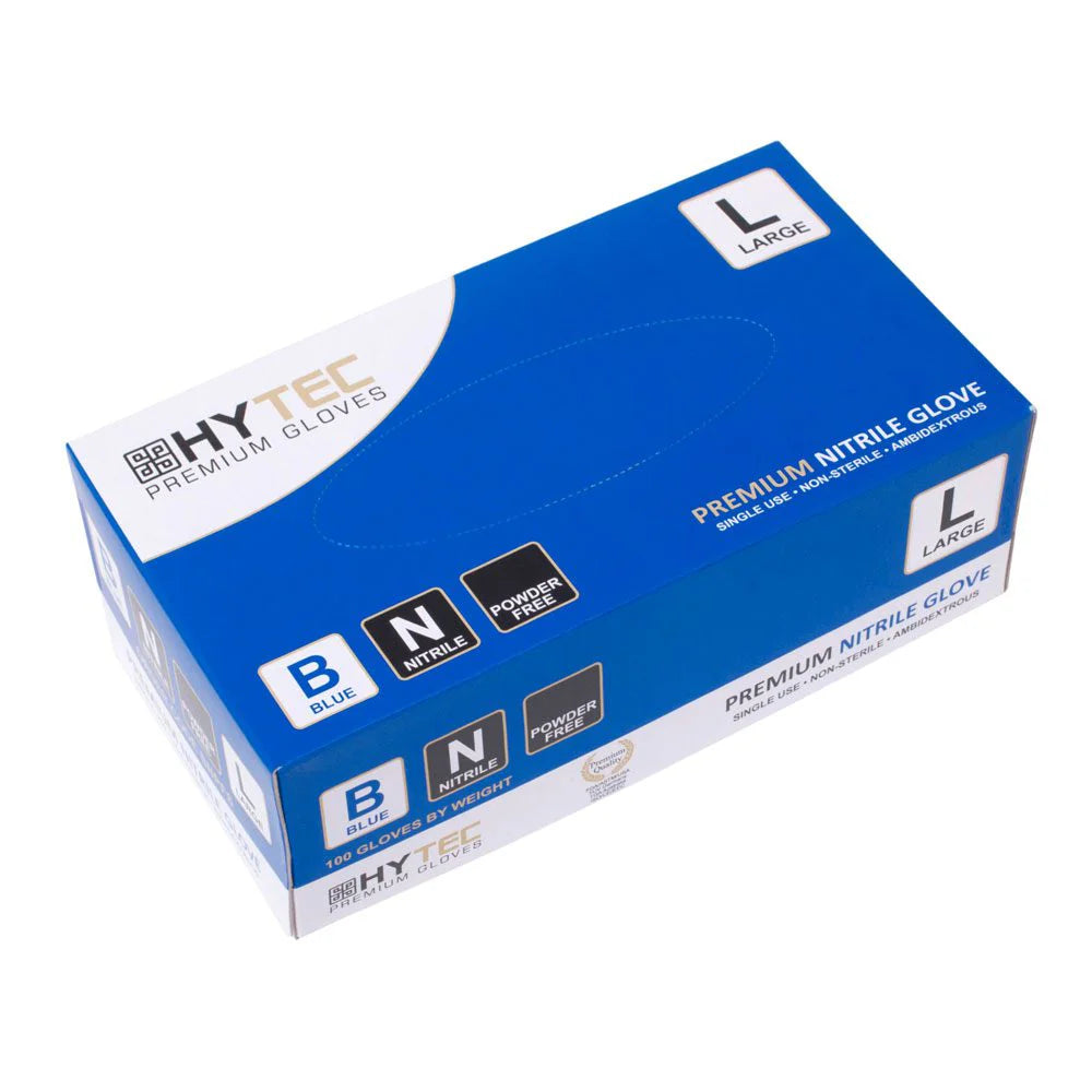 Gloves Hytec NITRILE BLUE Large P/F 10pkt/ctn