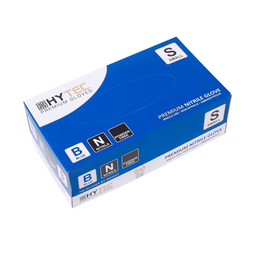 Gloves Hytec NITRILE BLUE Small P/F 10pkt/ctn